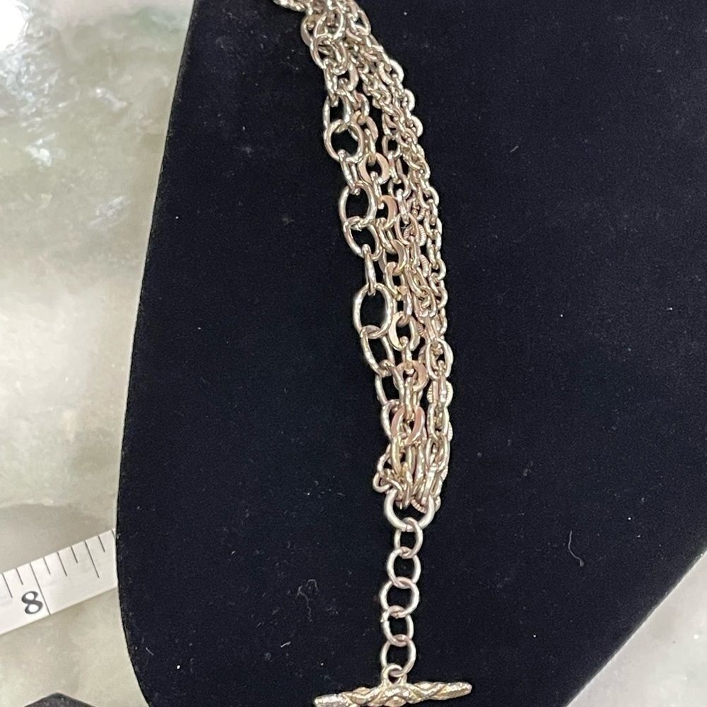 5 Strand Toggle Silver Bracelet - Picture 4 of 5